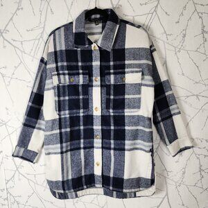 Banana Republic Navy Plaid Flannel Shirt Jacket Shacket